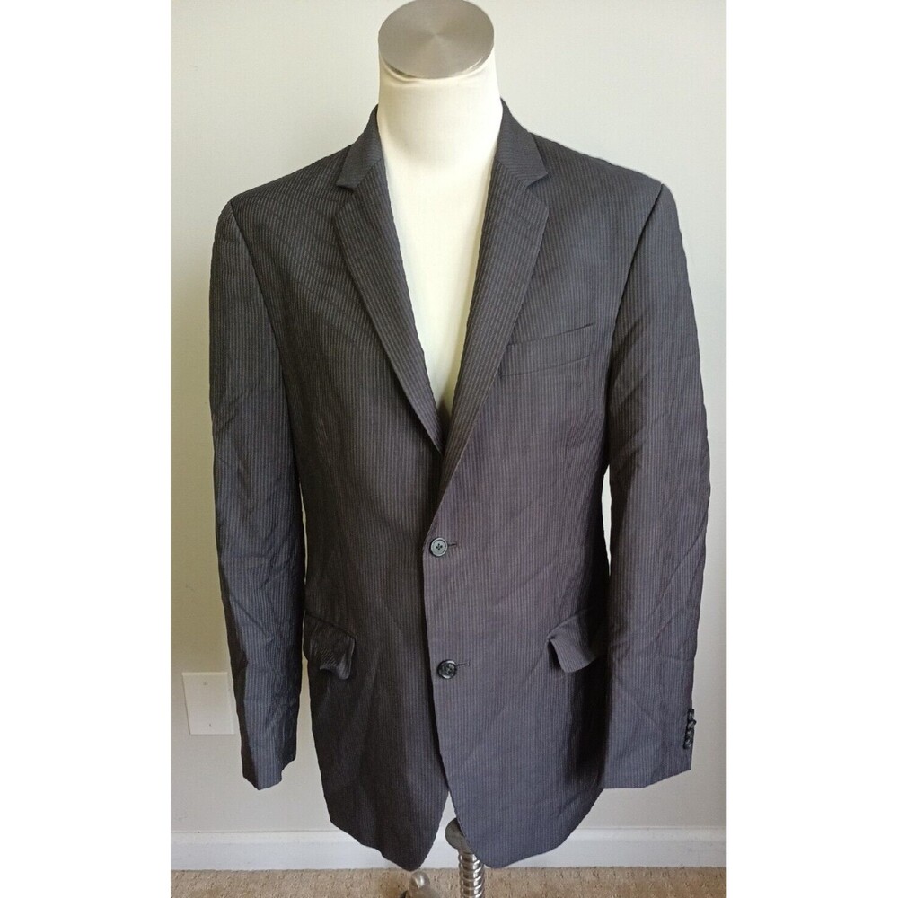 Alfani Men's Suit Jacket 40 R Black Pin Stripe 2 Button Closure